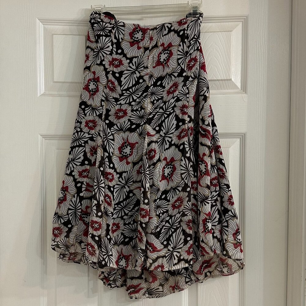George Me Grey Brown Red Floral Skirt Size 6